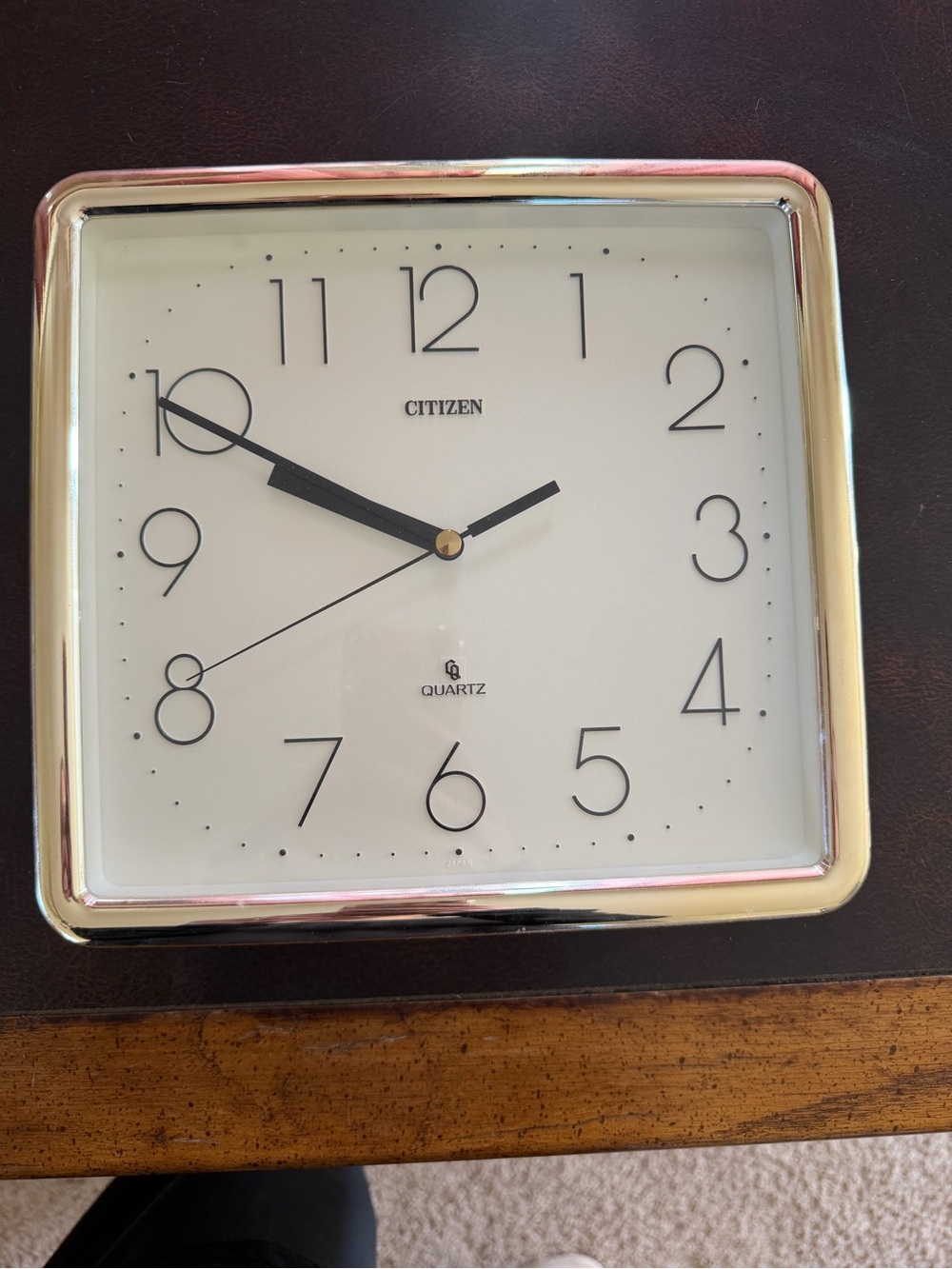 Citizen Silver-Trim Square Wall Clock - White Dial